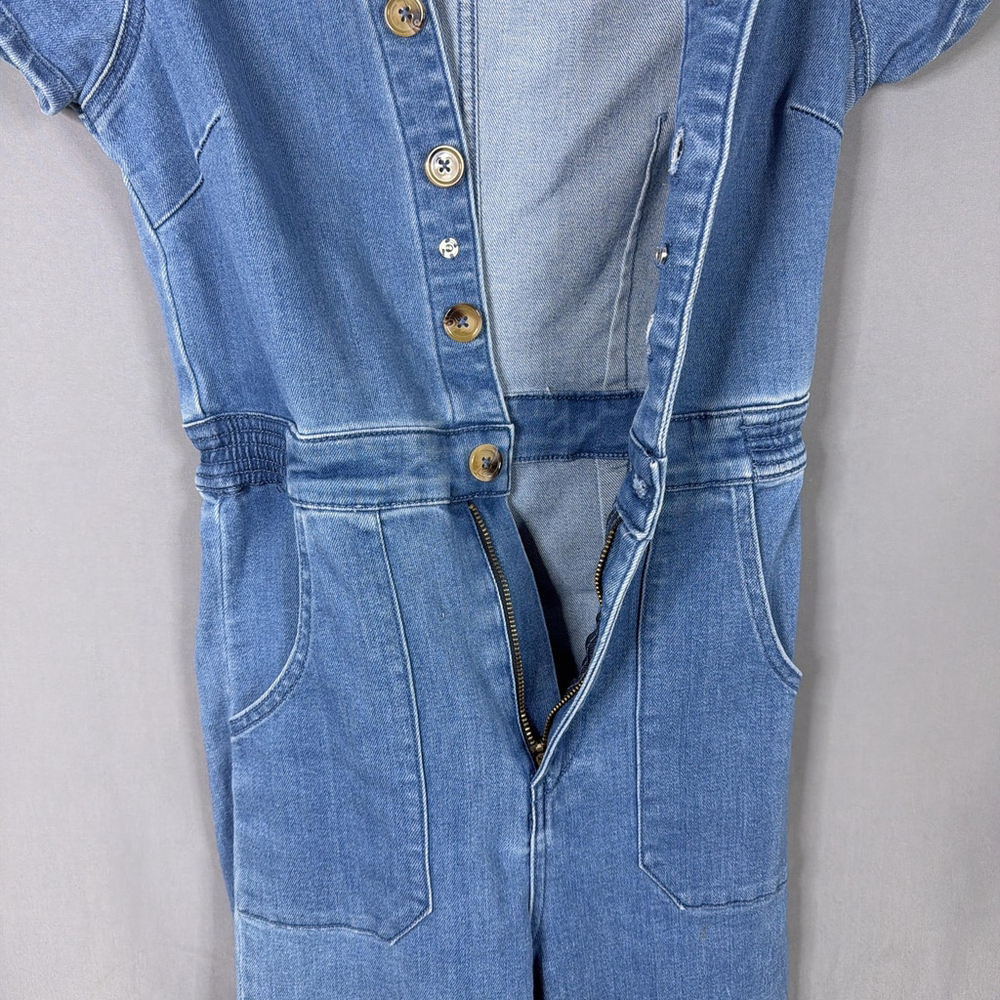 Show Me Your MuMu Medium Blue Denim Short-Sleeve Jumpsuit - Picture 9 of 13